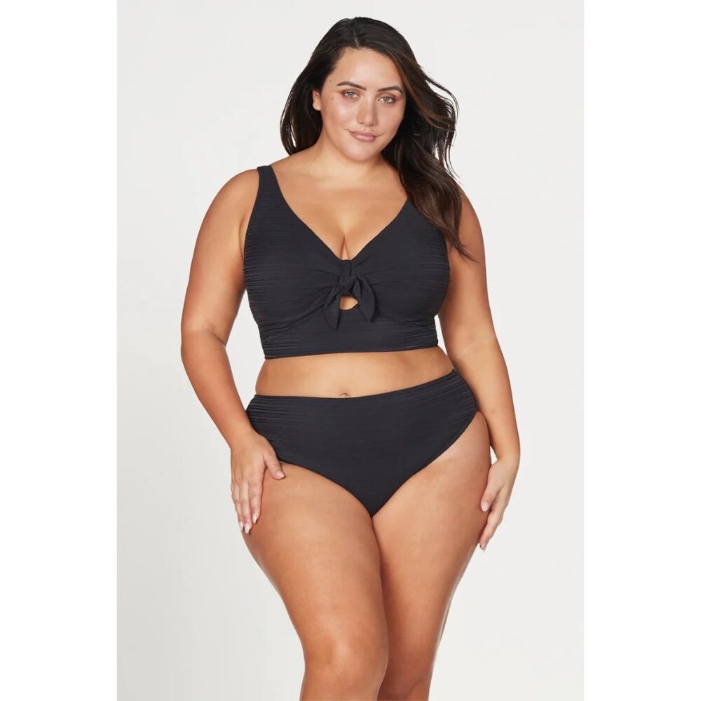 Artesands Monet Curve Fit Black Mid Rise Swim Pant Bikini Bottoms Sz 12 NEW